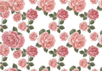 Seamless pattern of pink roses with green leaves on a black background floral design aesthetic 100