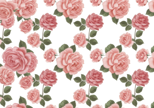 Seamless pattern of pink roses with green leaves on a black background floral design aesthetic 100