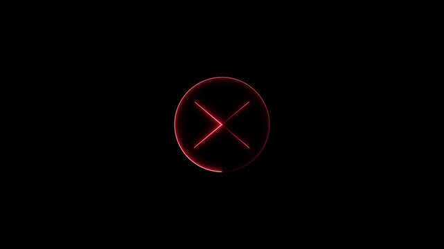 Glowing  check mark and wrong buttons neon icon, cross X symbol icon.