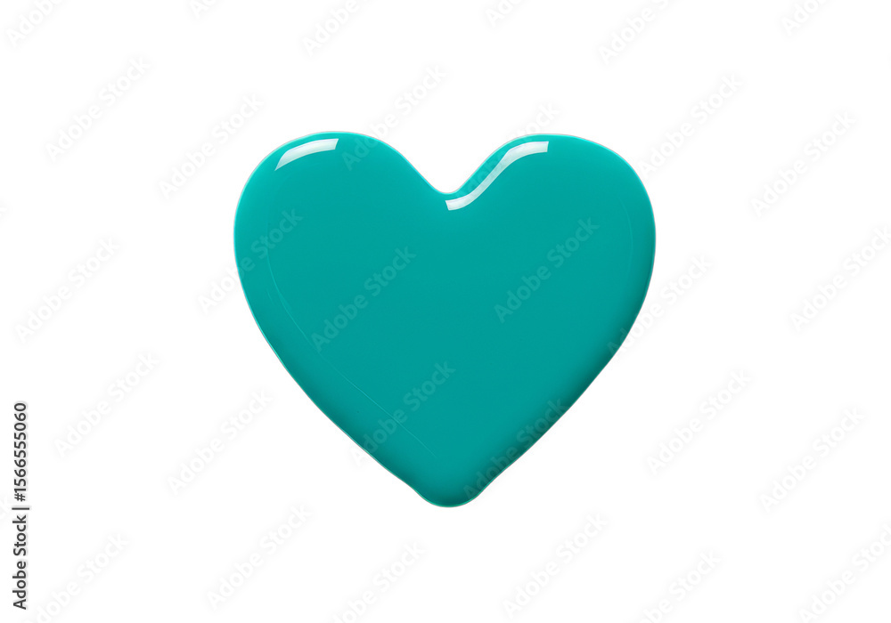 Poster isolated teal heart shape with smooth glossy surface and rounded edges on a black background studio 