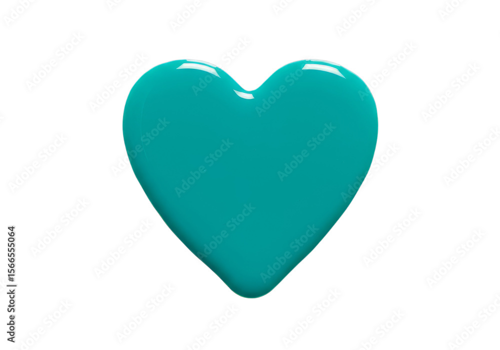 Fototapete isolated glossy turquoise heart shape on a black background in a rendered three dimensional style