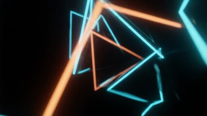 Glowing 3D neon shapes twist and intersect over black background, giving a cyberpunk vibe suitable for high-energy intros, EDM visuals, or tech-themed animations.