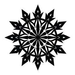 black and white digital drawing of a snowflake.