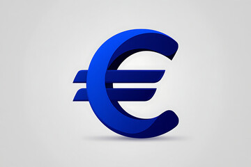 Fototapeta premium Modern blue 3d euro symbol currency sign on a light gray background