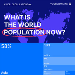Minimalist world population day design with infographic