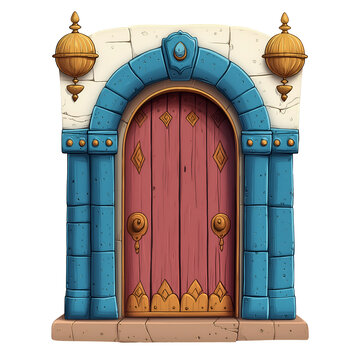 Werid and whimsical front indian door , isolated on transparent background, png