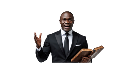 Passionate Black Preacher Delivering a Sermon with Open Bible