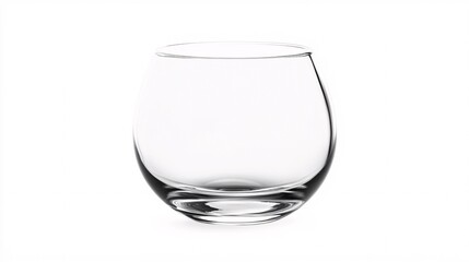 Minimalist Clear Brandy Snifter Glass with Thick Rounded Base on White Background