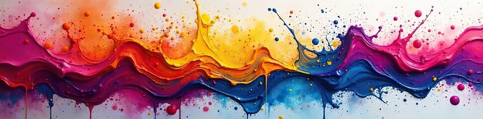 Vibrant acrylic paints splashing onto a canvas, creating a dynamic explosion of color and texture Perfect for art, design, and creativity themes High resolution image , texture, painting