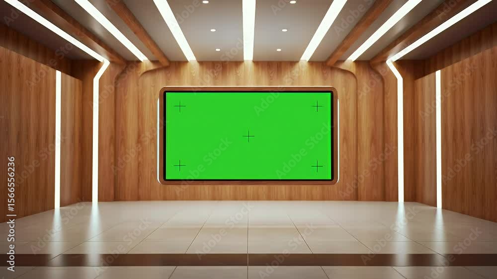 Poster modern studio with green screen - customizable display