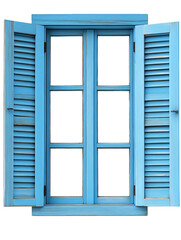 Fototapeta premium Blue window with sashes , isolated on transparent background, png