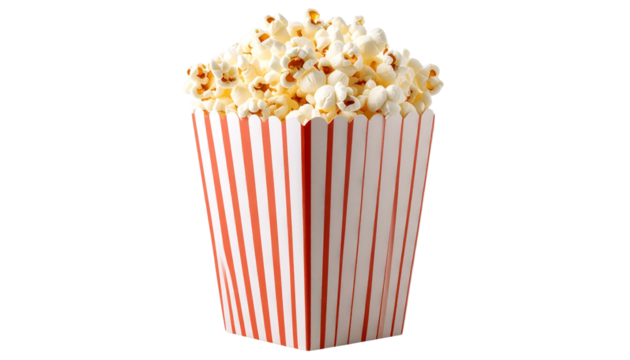 red popcorn bucket as used in cinema isolated on transparent background