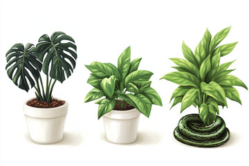 Obraz premium Monstera plant illustration in a pot with vibrant colors and clean lines