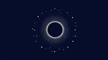 Ultra Minimalist Graphic Design Featuring White Geometric Patterns On Dark Blue Background