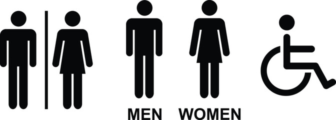 Unisex bathroom icon flat black pictogram vector
