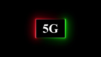 High-tech glowing 5g icon animation, on black background 5G high speed network communication technology animation 5g internet networking technology text icon. - Powered by Adobe