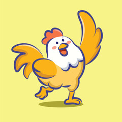 cute cartoon character rooster vector design for elements