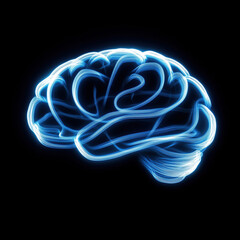 Neon brain illustration made of light trails