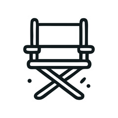 Simple line drawing of a director's chair, showing the seat and frame.