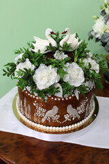 Beautiful wedding loaf at the ceremony. Wedding traditions.