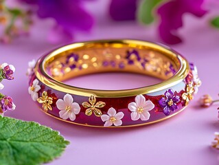 Detailed decorative ring with flowers