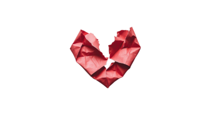 Broken Red Paper Heart Symbol of Heartbreak and Loss