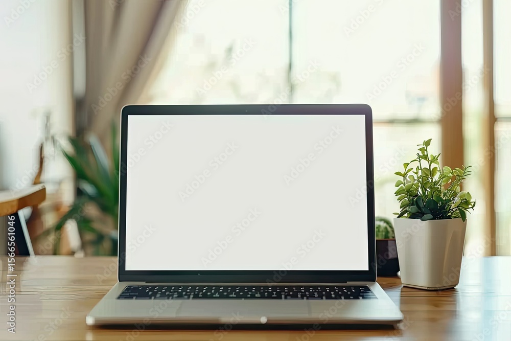 Aufkleber clear pixel visual of laptop computer mockup with blank screen and white background
