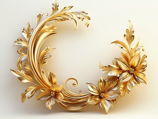 Gold decorative frame with floral design