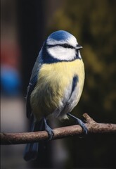 Obraz premium A solitary bluebird perches on a branch, its gaze directed towards the distance, embodying the quietude of nature