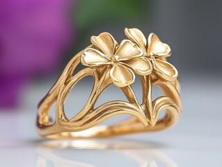 Golden floral ring