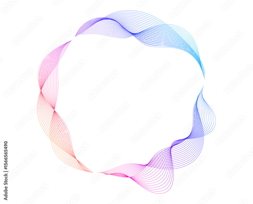 Poster colorful abstract circular wave lines – gradient flow shape in ring formation for modern digital art