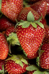 Fresh Ripe Strawberries. Summer Berry Vertical Background