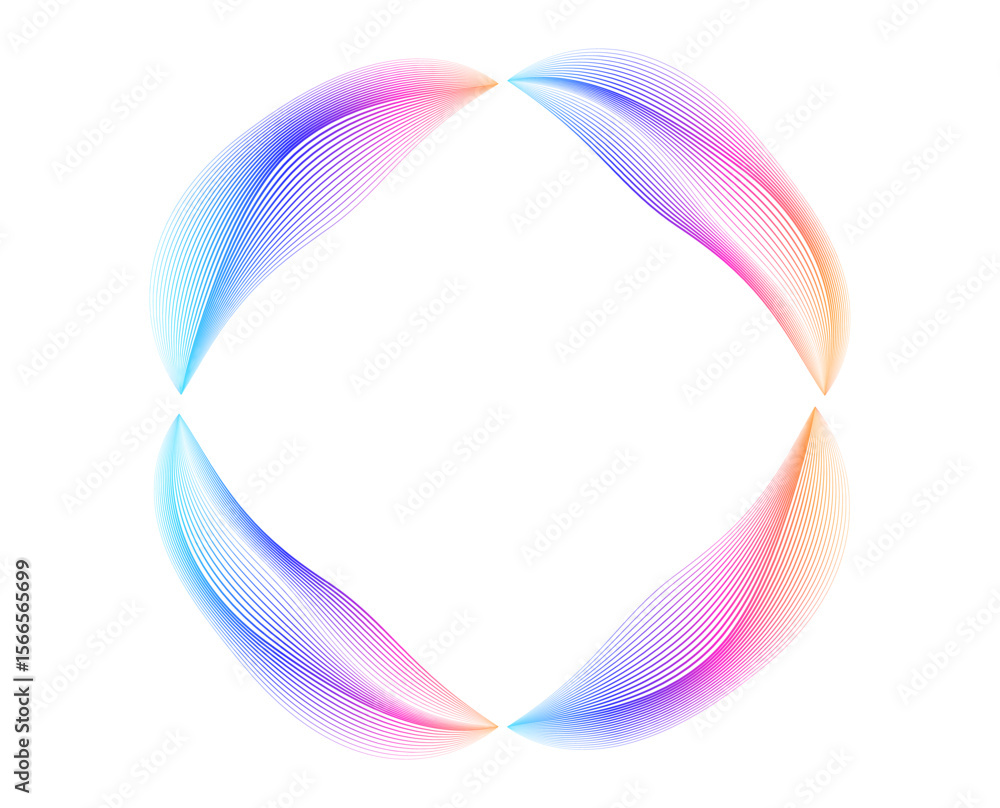Poster colorful abstract circular wave lines – gradient flow shape in ring formation for modern digital art