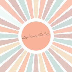 The sun comes in a delicate pastel retro design with a coral center and soft rays
