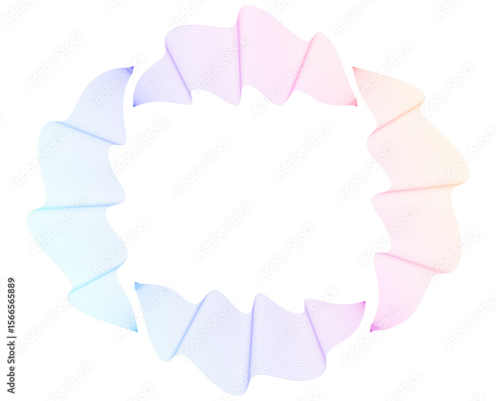 Poster colorful abstract circular wave lines – gradient flow shape in ring formation for modern digital art