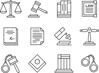 Obraz premium Scales of Justice and Legal Icons Set