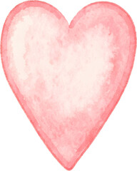 A watercolor heart with soft pink and white hues creating a delicate and romantic illustration on transparent background.