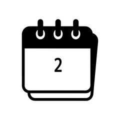 a minimalist flat design icon of a calendar (2) page silhouette vector illustration on white background