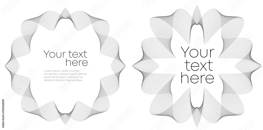 Poster design element wave lines guilloche curve line background circle for certificates, diplomas, protect