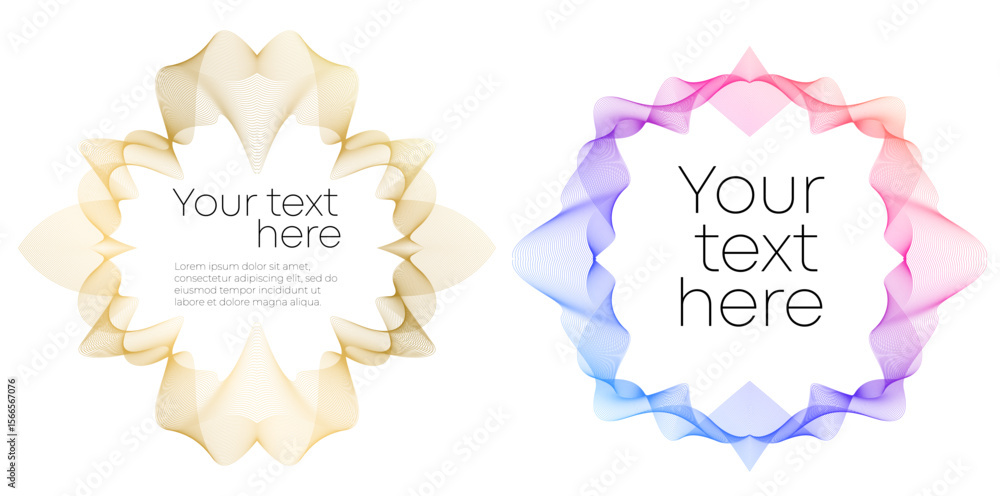 Poster design element wave lines guilloche curve line background circle for certificates, diplomas, protect