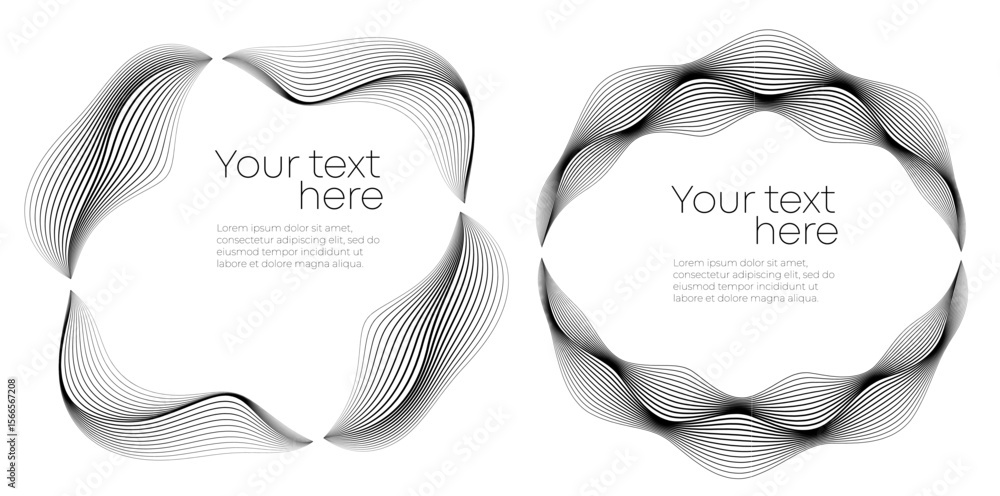 Poster gradient circular line art — dynamic flowing shape with rainbow spectrum curves for creative backgro