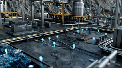 A computer screen shows a map of the United States with blue dots representing  - Powered by Adobe