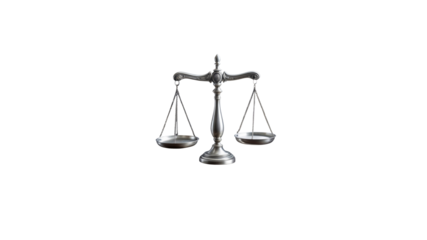 Silver Scales of Justice on Transparent Background - Law, Balance, Equality Concept