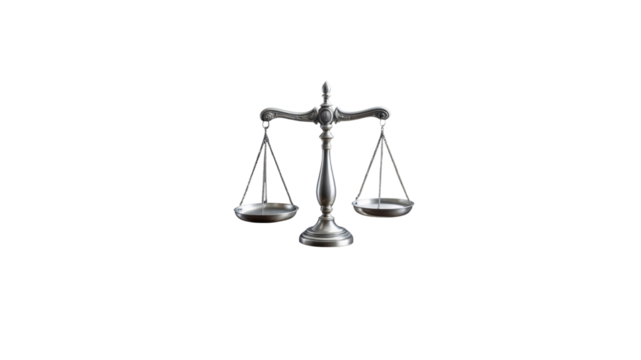 Silver Scales of Justice on Transparent Background - Law, Balance, Equality Concept - Powered by Adobe