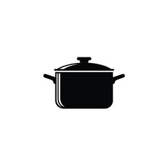 Classic Stock Pot Icon Simple Black and White Kitchenware Illustration