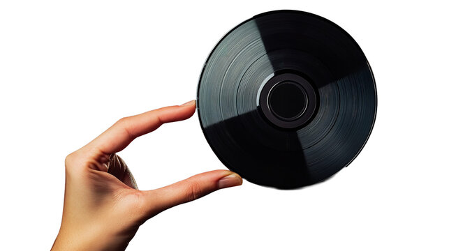 Holding onto a vintage vinyl record a tangible connection to musical history and nostalgia in on transparent background