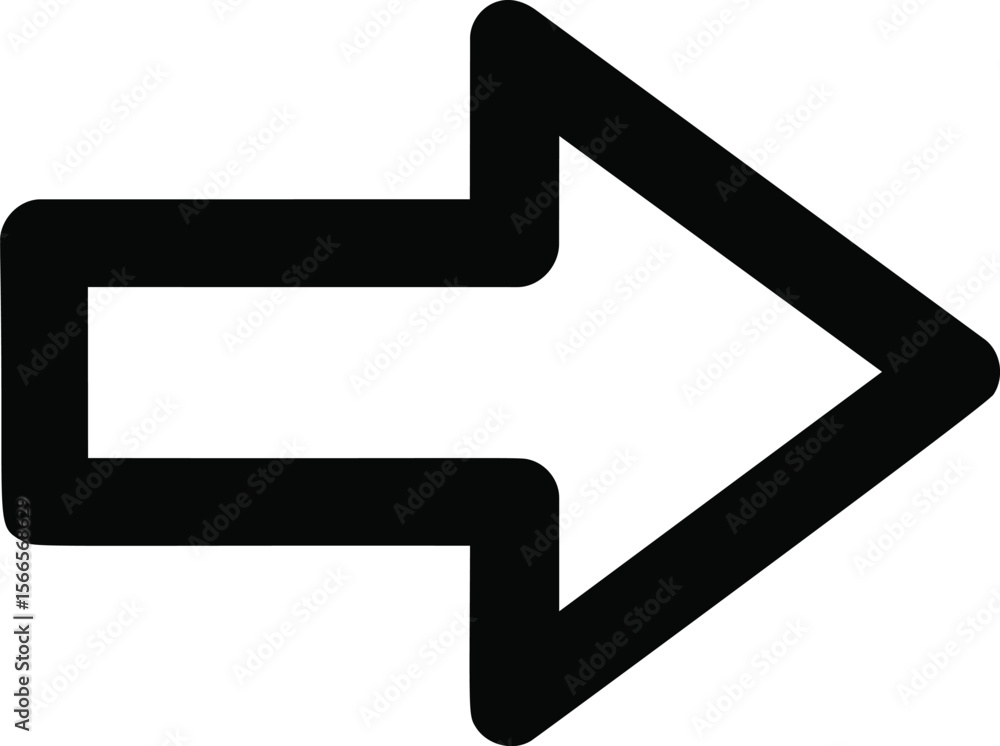 Poster black outline arrow symbol pointing right