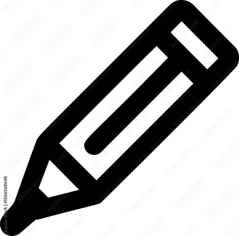 Poster black and white pencil icon with a simple and minimalist design concept
