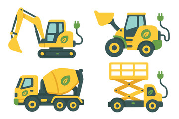 Electric construction vehicles display innovative design at a modern job site