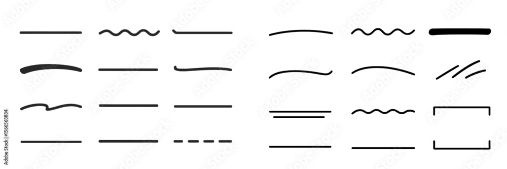 Poster different styles of line variations for design projects and creative applications in black and white
